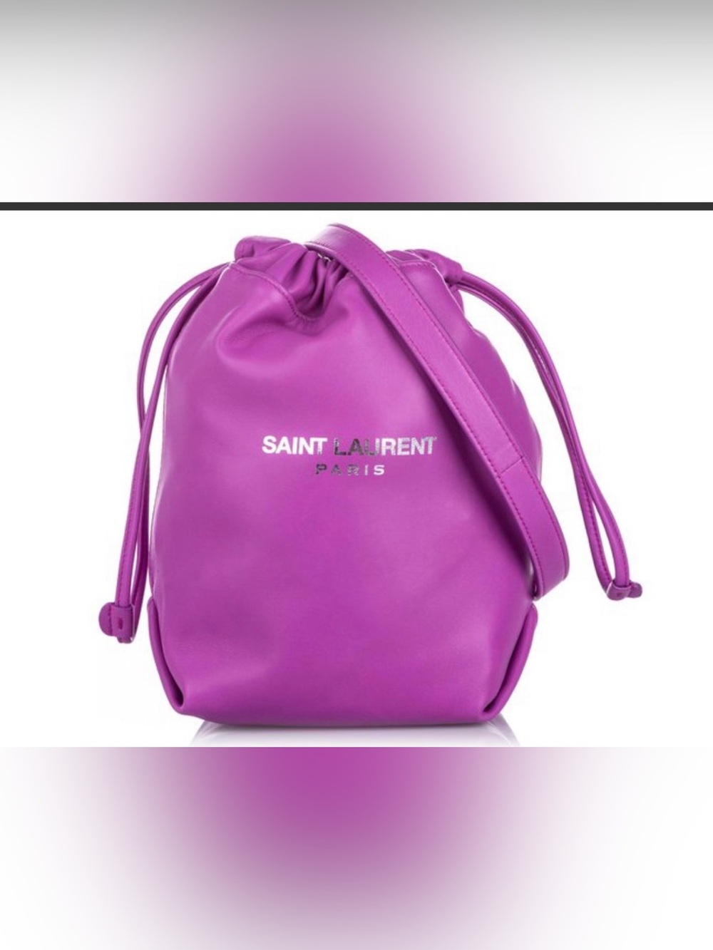 Saint Laurent Bag Drawstring Shoulder PARIS Purple Pouch
Chain Teddy